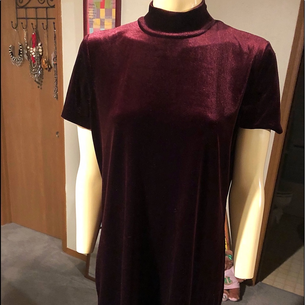 Gorgeous faux velvet mock turtleneck dress